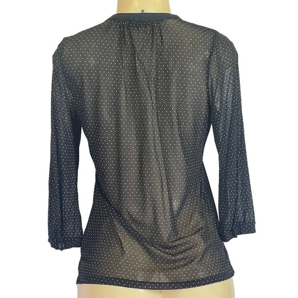 NWT The limited Long Sleeve Blouse Black With White Dots Size Small Women's Shir - Picture 2 of 6